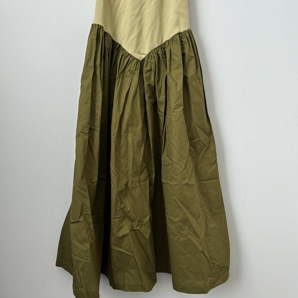 Anthropologie Maeve Sleeveless Ribbed DropWaist Poplin Twofer Midi Dress Size:XS - Picture 6 of 10